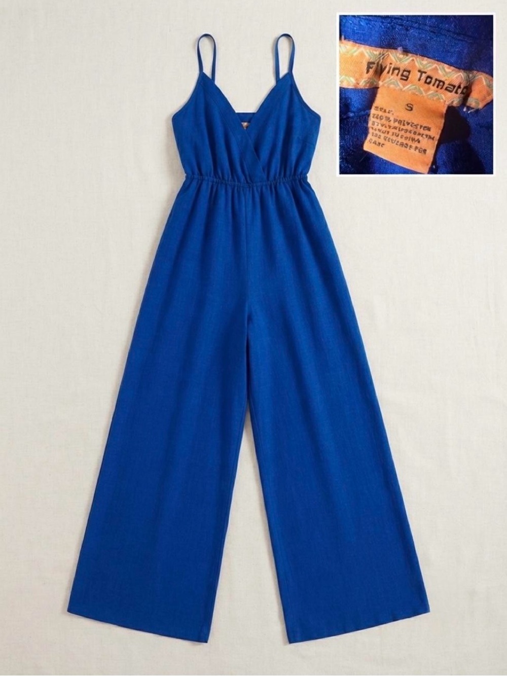 Flying Tomato Cobalt Blue Wide-Leg Spaghetti Strap Jumpsuit